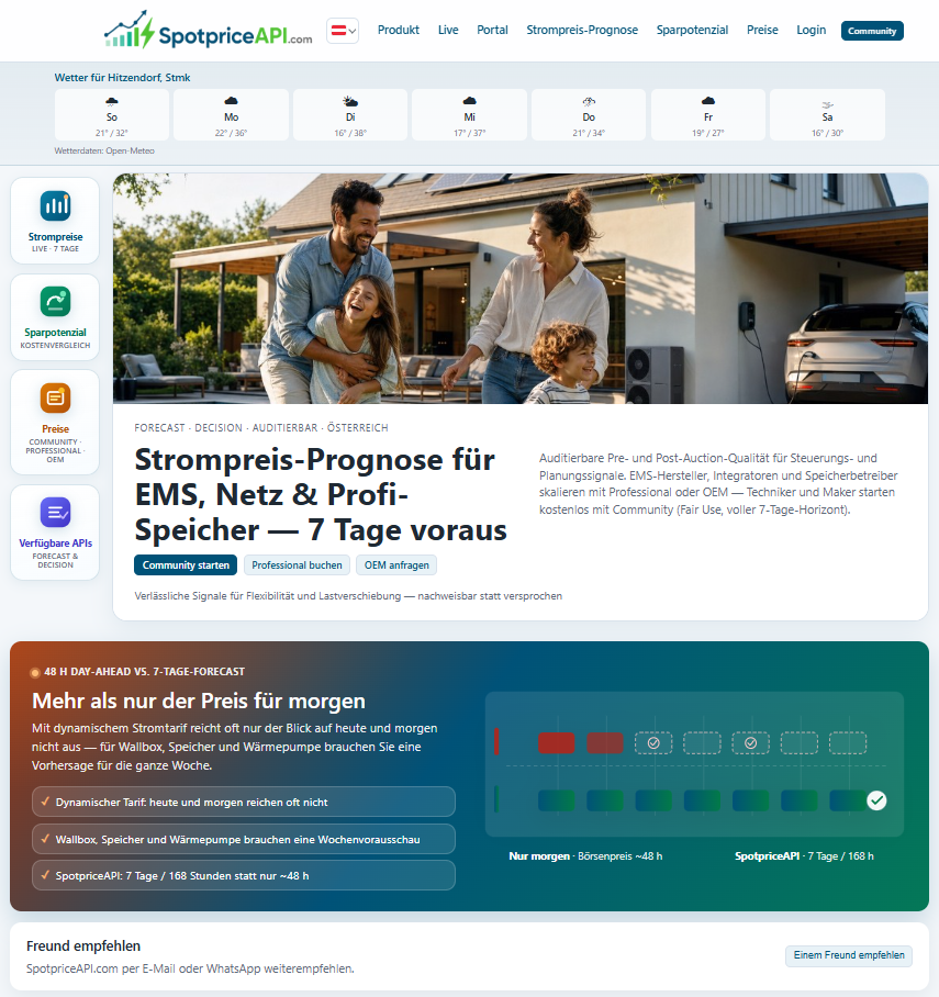 SpotpriceAPI.com — Strompreis-Prognose für EMS, Netz und Profi-Speicher