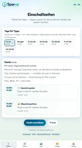 Sparvo: Reduce electricity costs in a targeted manner with the free WebApp