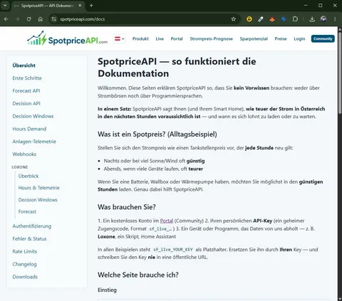 SpotpriceAPI Documentation & Loxone Integration: How to find all the guides